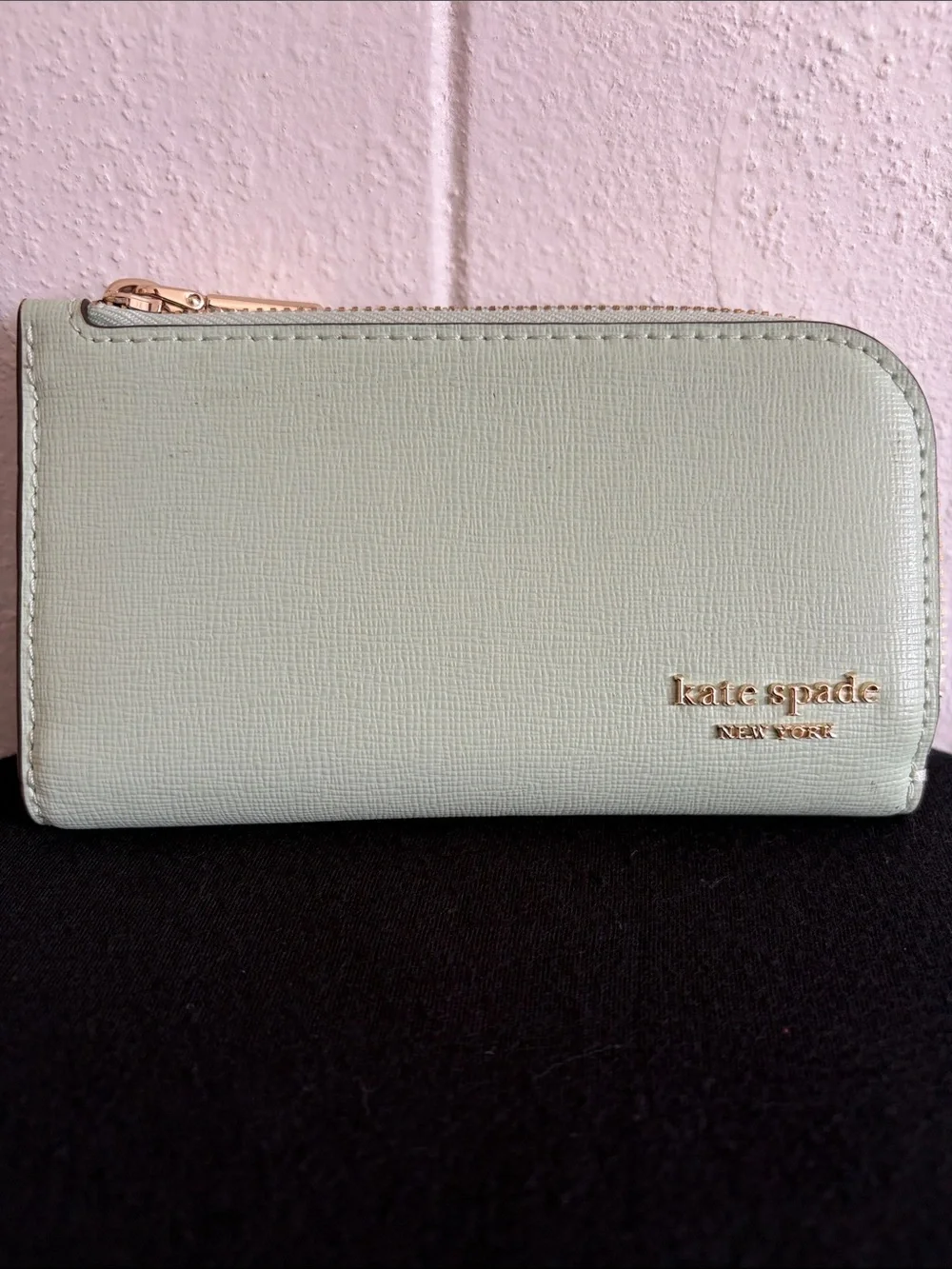 Kate Spade Mint Zip Around Continental Wallet with Gold Logo